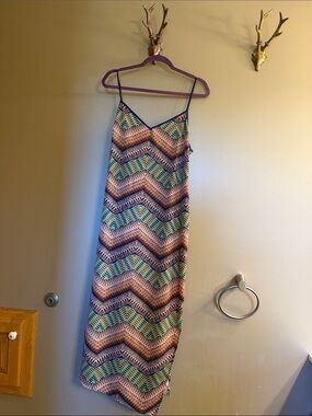 Chevron Print Multicolor Slip Dress - Women